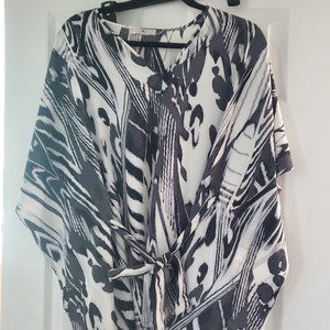 N. NATORI CREPE CAFTAN TOP PRINT TUNIC New with tags Many sizes Black
